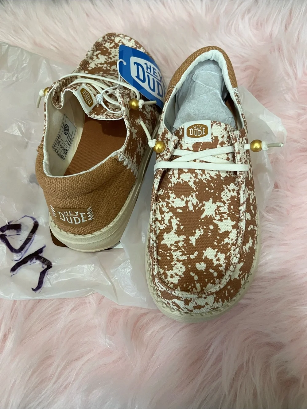 Hey Dude Kids Slip-On Sneakers in Brown & White Splatter